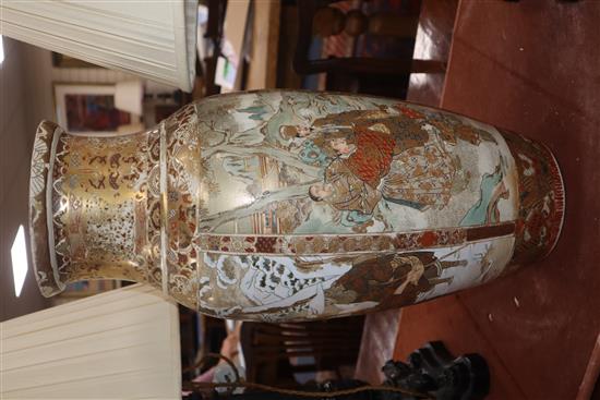 A large Satsuma vase (cracked) height 61cm